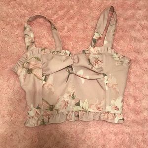 Liz Lisa Lavender Pink Floral Cropped Tank Top